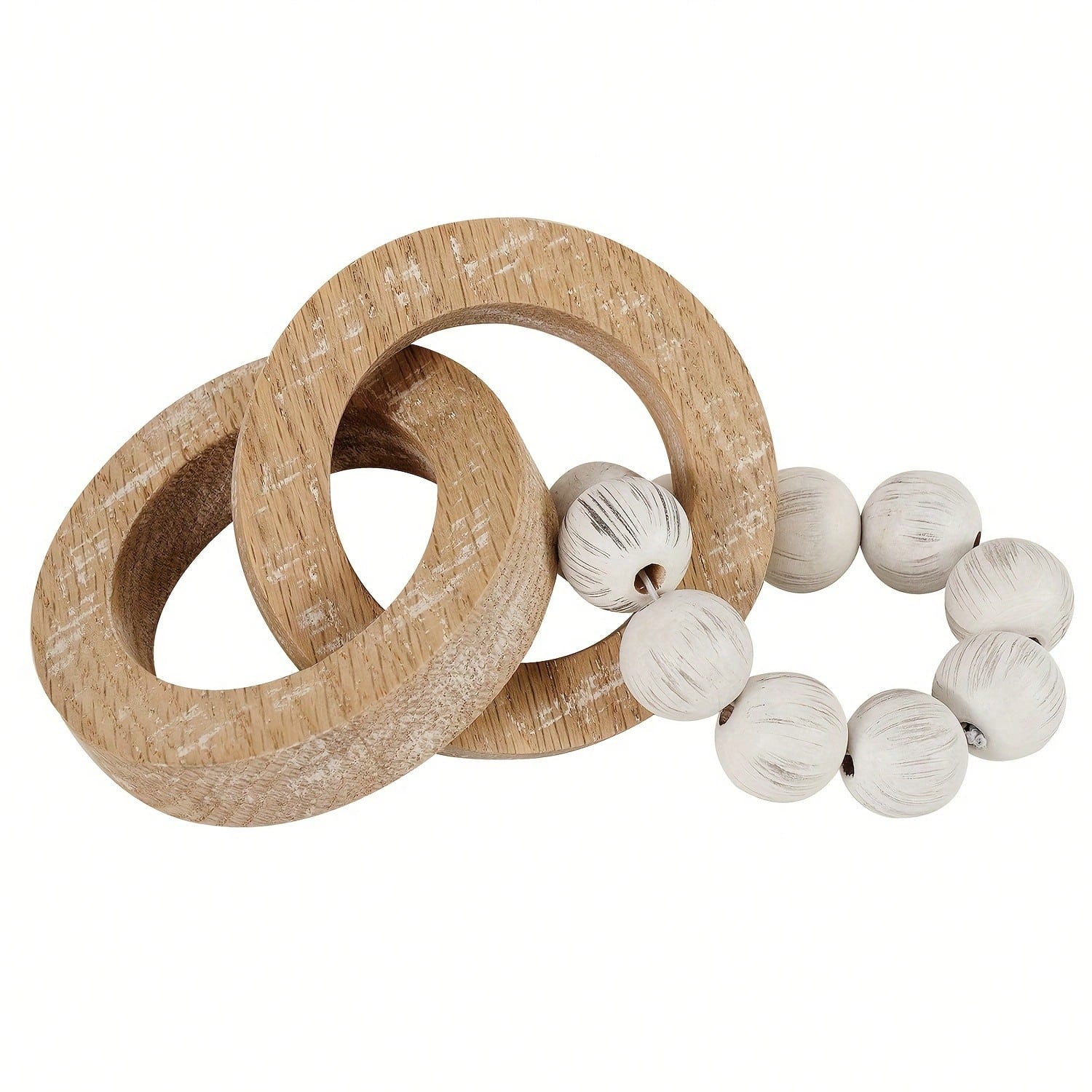 

1 Pc Decorative Wood Knot Link Chain, Boho Style for Farmhouse Aesthetic Room Decor and Tierd Tray, Natural Wooden Knot Chain Link