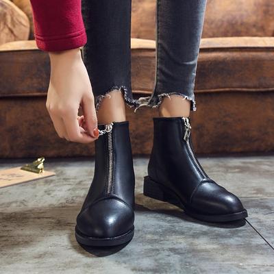 Fashion Women's Ankle Boots Autumn and Winter Zipper Solid Ladies Chelsea Boots Pointed Toe Female Flat Boots  Women 325