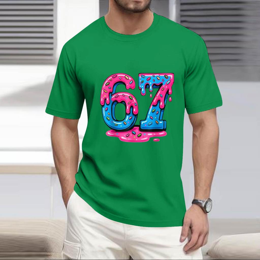 Men's Popular T-shirt Printed Round Neck Short Sleeve T-shirt