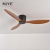 SOVE Moderner Schwarz Weiß Niedriger DC-Motor 30W Deckenventilator Mit Fernbedienung Einfacher Deckenventilator Ohne Licht Heimventilator 220V