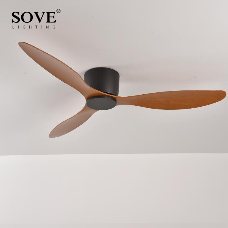 SOVE Moderner Schwarz Weiß Niedriger DC-Motor 30W Deckenventilator Mit Fernbedienung Einfacher Deckenventilator Ohne Licht Heimventilator 220V