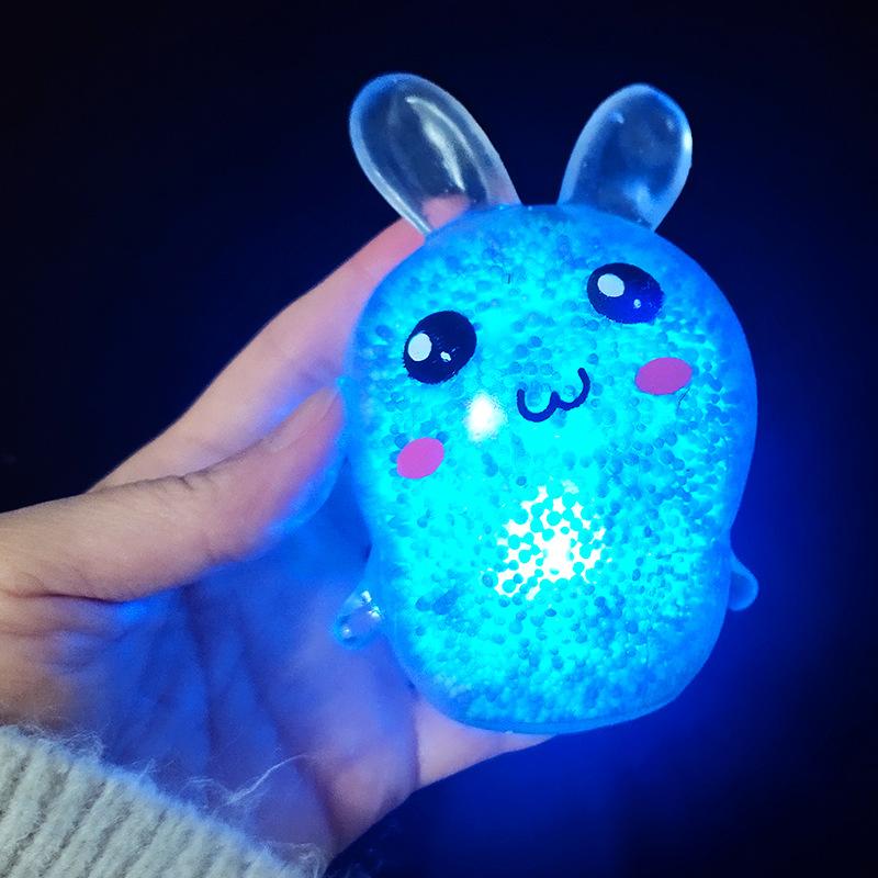 Kids Adult Squishy Bunny Stress Balls with Light Stress Relief Toy Girls Fidget Toys Colorful Rabbit Easter Basket Stuffers
