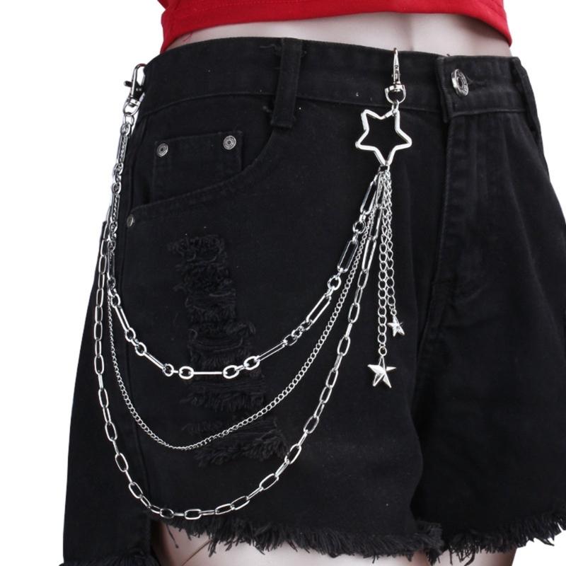 Multi Layer Star Design Pants Chain Alloy Body Jewelry Sturdy Secure Clasp For Casual Party Wear
