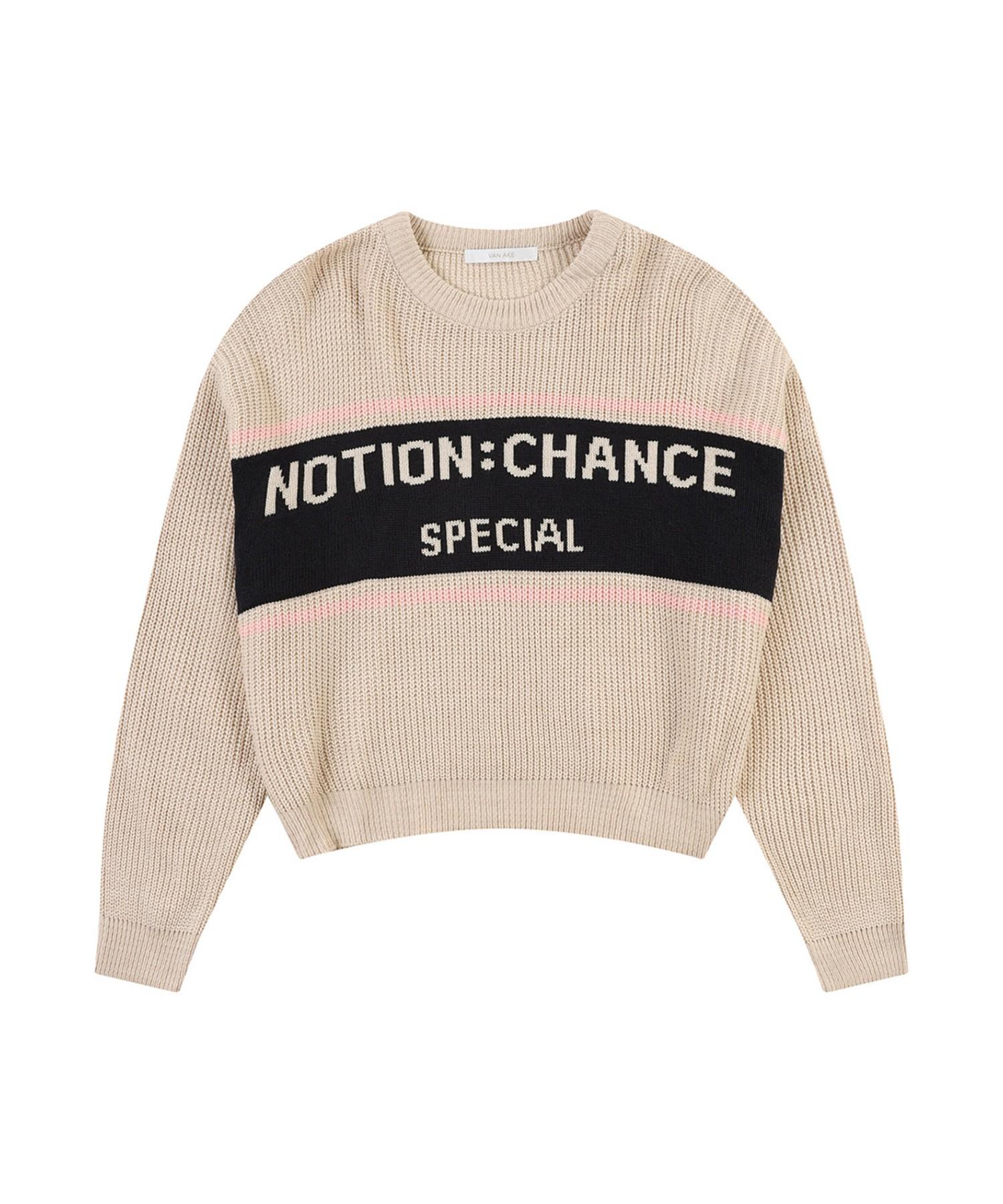 Vanake Color Block Lettering Knit_Vb3Yktq311Z Color: Beige (Be)/Free (Free)