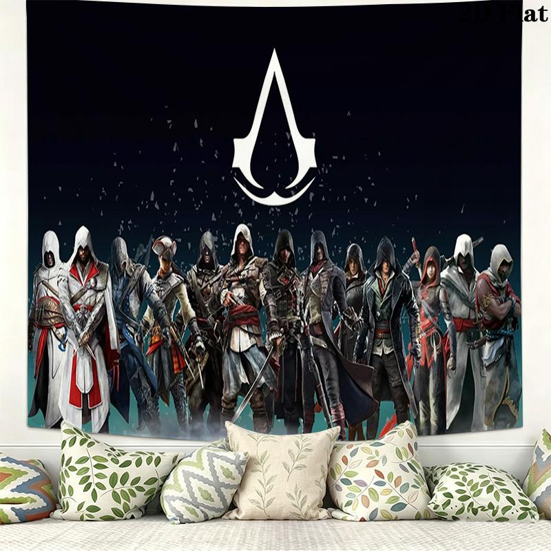 Assassin Creed Wall Tapestry Aesthetic Wall Hanging Printed Fabric Blanket Decorative Tapestries for Bedroom Living Room Home Decor