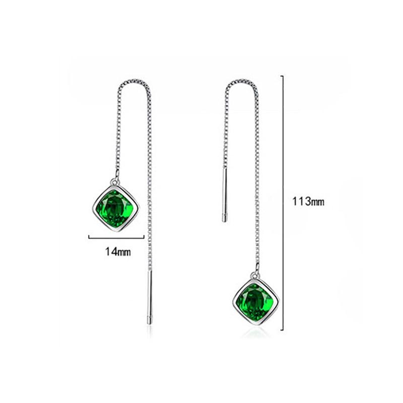 Elegant Geometry Emerald Ear Drops Ruby Silver 925 Jewelry Simple Gemstones Earrings for Women Accessory