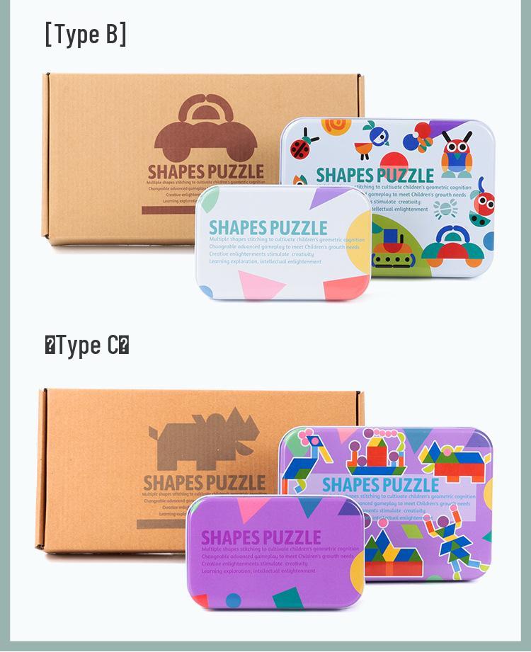Montessori Fun Shape Puzzle Tin Box - Early Education Toy for Children Ages 3-6