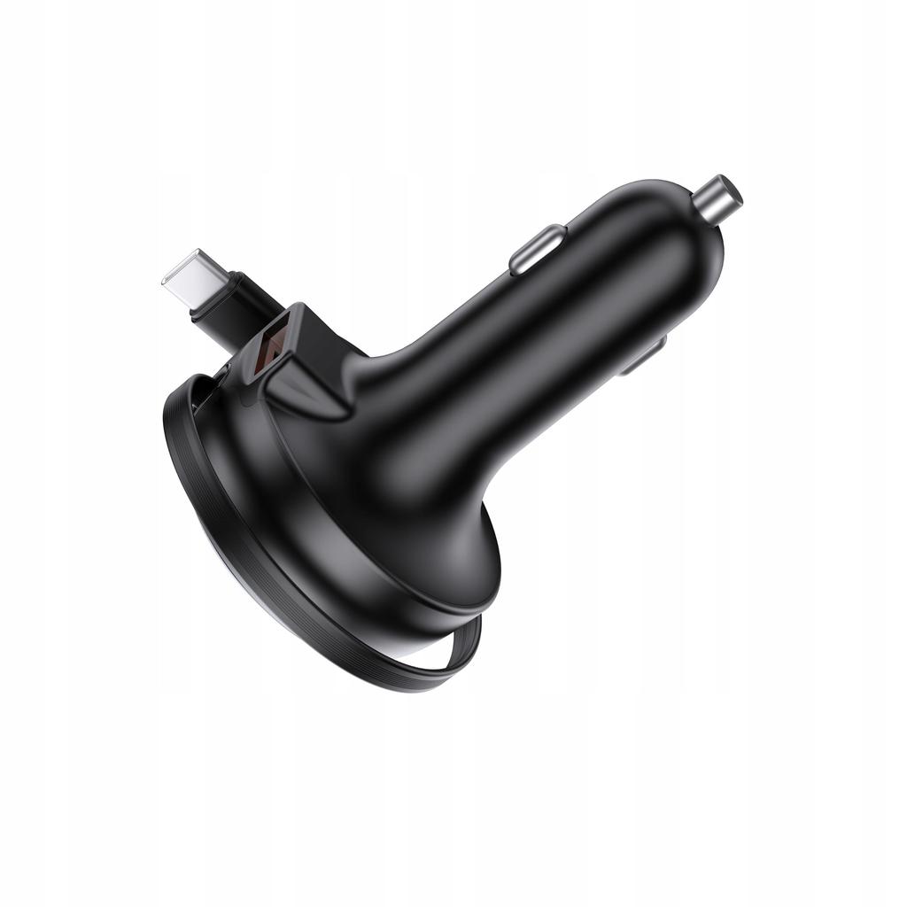 Palpro Szybka Ładowarka Samochodowa 2X Usb-A Usb-C Kabel Zwijany 53W