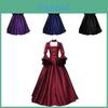 Abito Medievale Vittoriano da Donna a Colore Unico con Inserti in Pizzo Perfetto per Personaggi della Moda Retro Inclusi)
