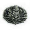 Western Cowboy Skull Black Large Zinc Alloy Retro Oval Belt Buckle