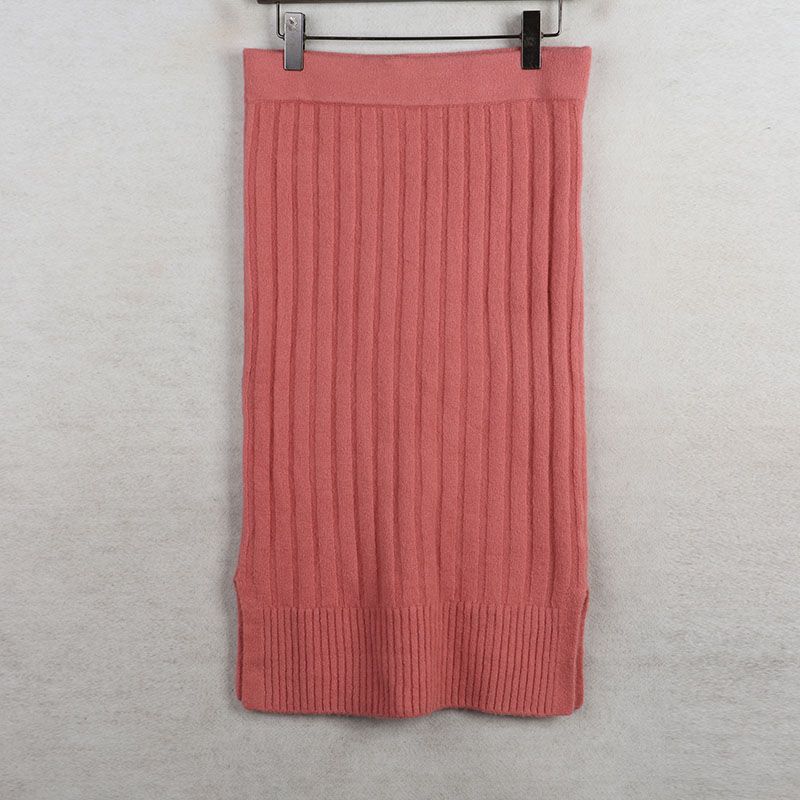 

Sunshine House Autumn and Winter New Arrival Export European and American Women s Clothing Sunken Stripe Slimming Knitted Skirt High Waist Skirt Pink Waist 78-88