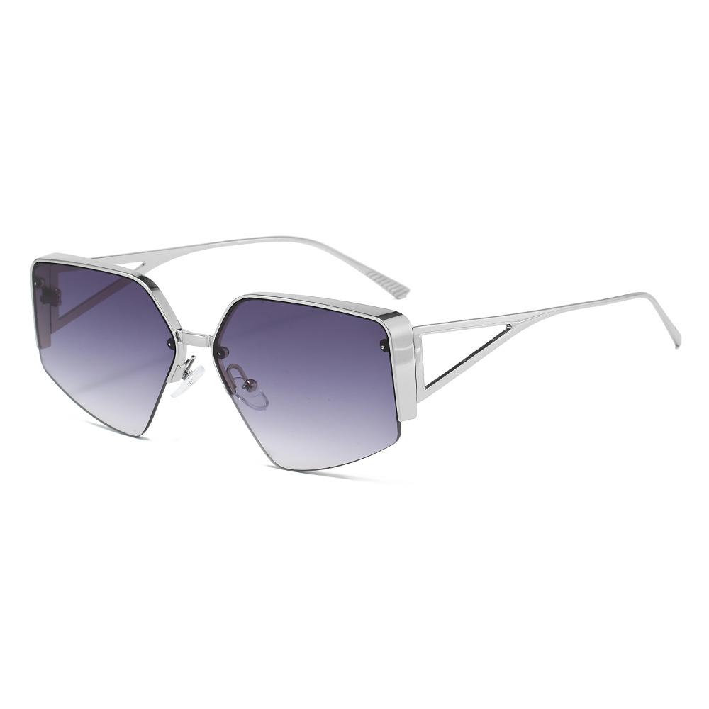 Fashionable Polygon Alloy Metal Sunglasses for Female & Male Stylish Euro-American INS Stylish Sun Eyewear for a Chic Look
