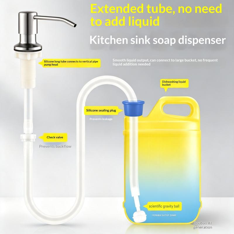 Home Accessory Kitchen Detergent Dispenser Black Marble Soap For Sink Pump Stainless Steel Liquid Pressure Hand Hardware