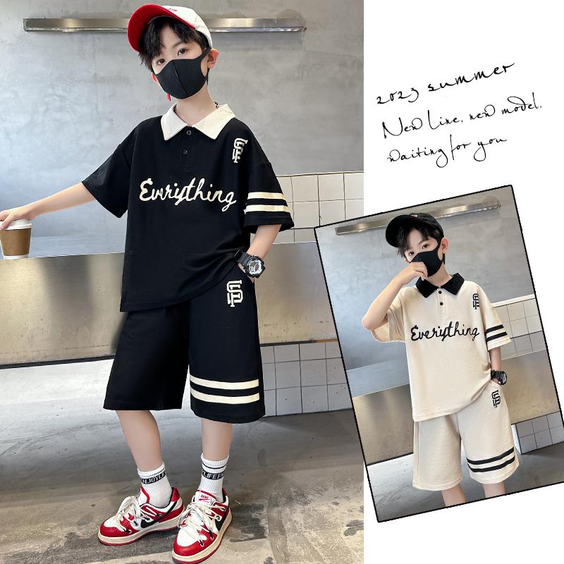 Children's Clothing Boys Summer Short-Sleeved Polo Shirt Set
