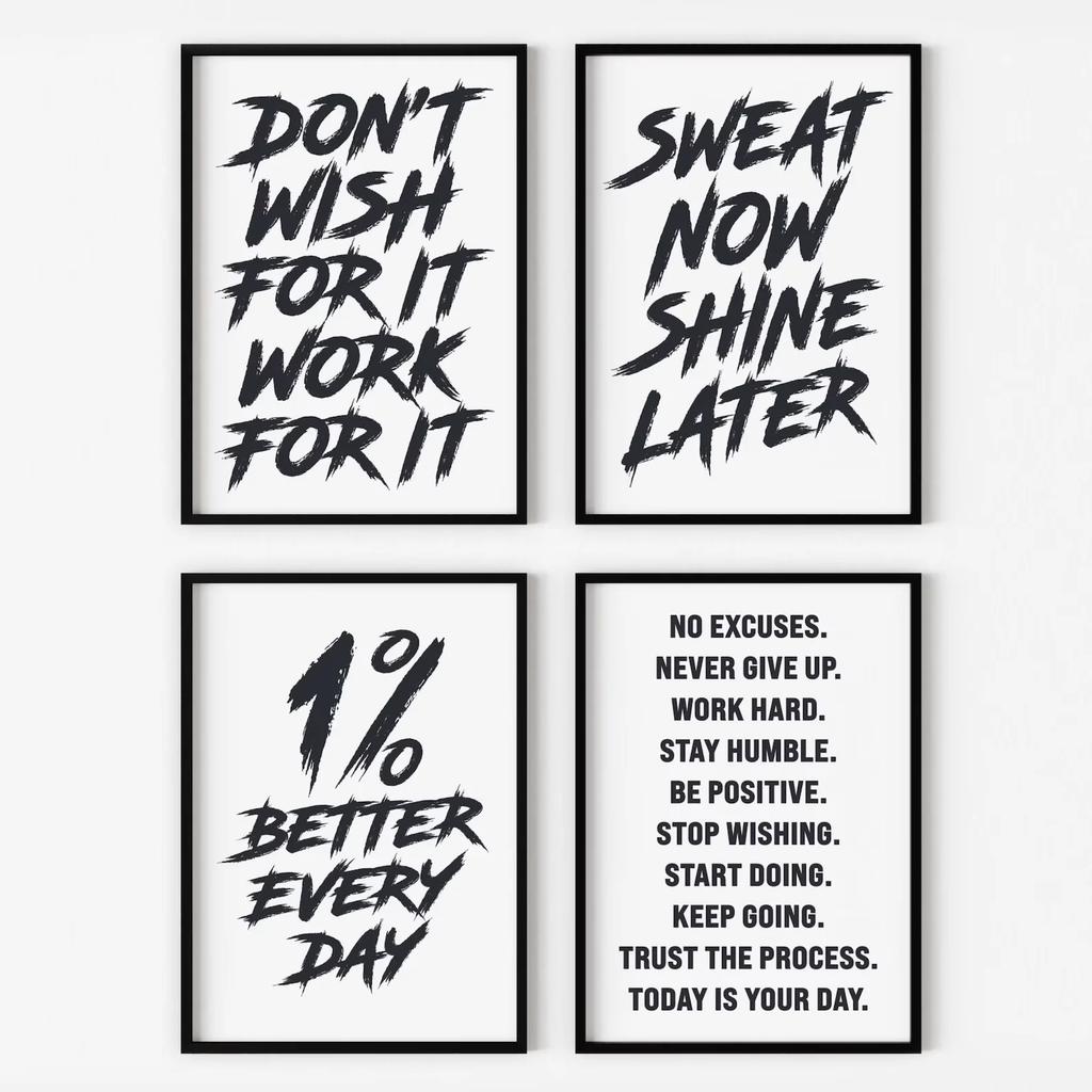 Gym Wall Art Poster Gym Inspirational Poster Home Gym Wall Decoration Gym Slogan Canvas Printing Decorative Painting Frameless
