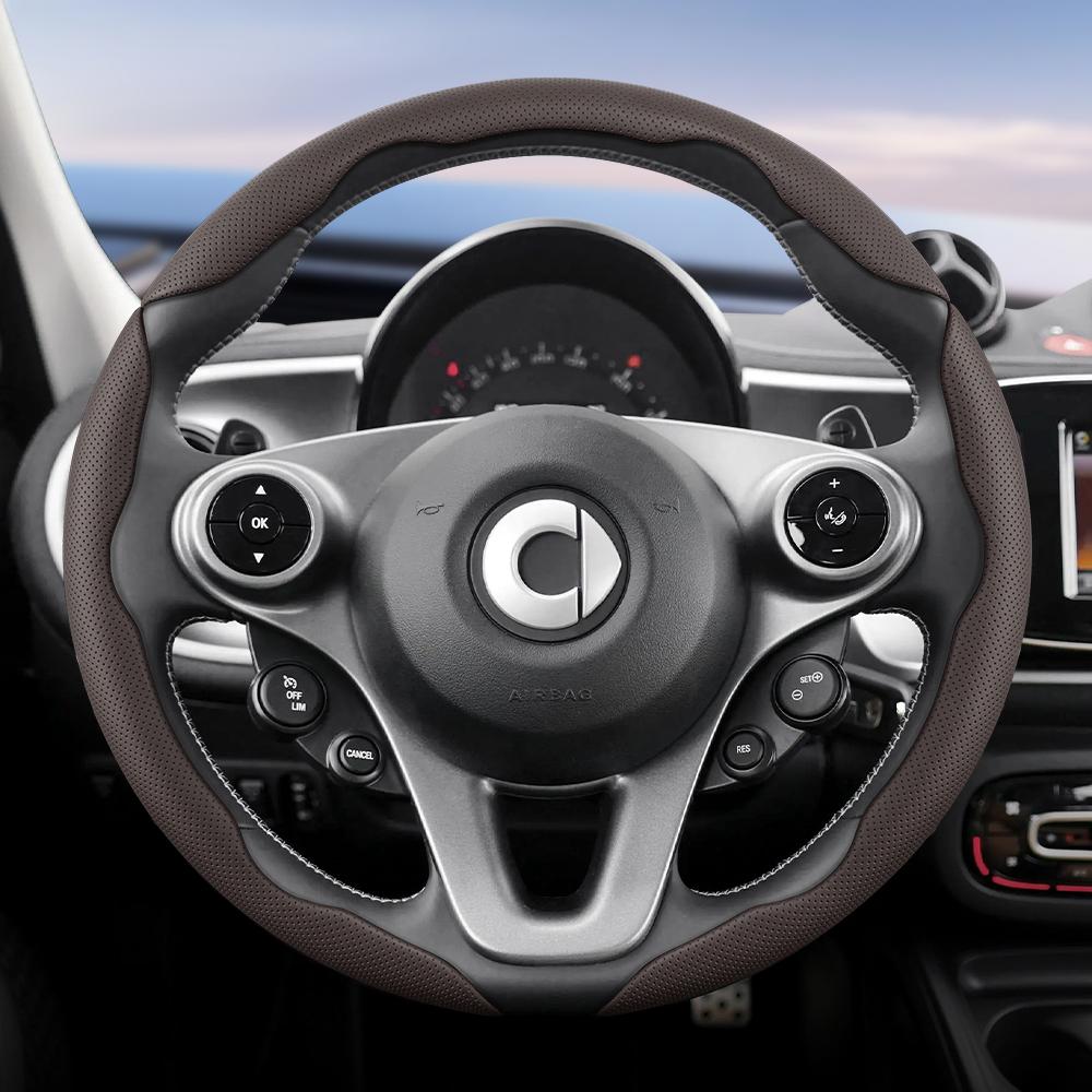 Vcxja9 Vhodné pro Smart Prodyšný Kožený Potah Volantu s Dírami Segmentovaný Design Rychloupínání Protiskluzový a Odolný Fortwo 451 450 453