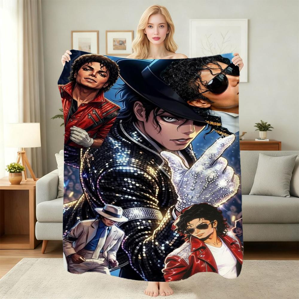 Michael Jackson Pop Theme Blanket Cozy Warm Fleece Blanket For Camping Travel Party Decor Great Holiday Gift