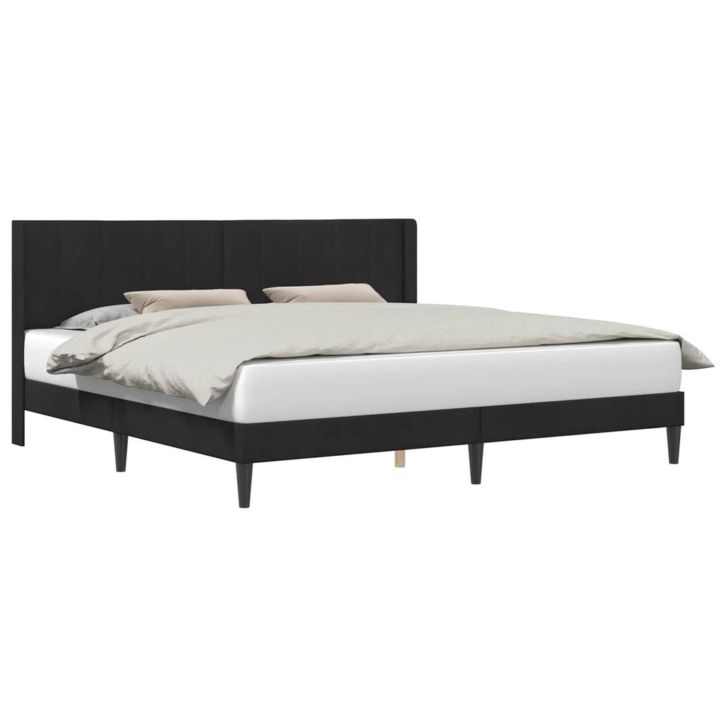 Bed Frame with Headboard Black 180 x 200 cm Velvet