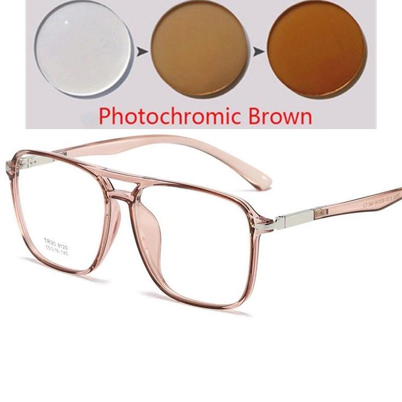 Double Beam Big Frame Square Nearsighted Glasses TR90 Prescription 0 To -6.0 For Women Men