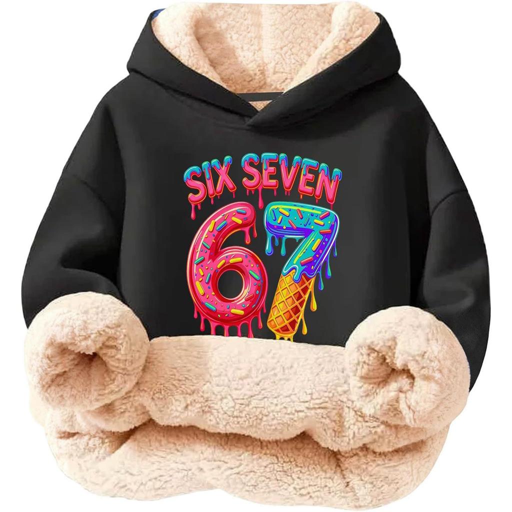 Children's Fashionable Printing Casual Fleece Hooded Loose Fit Hoodie Without Pockets