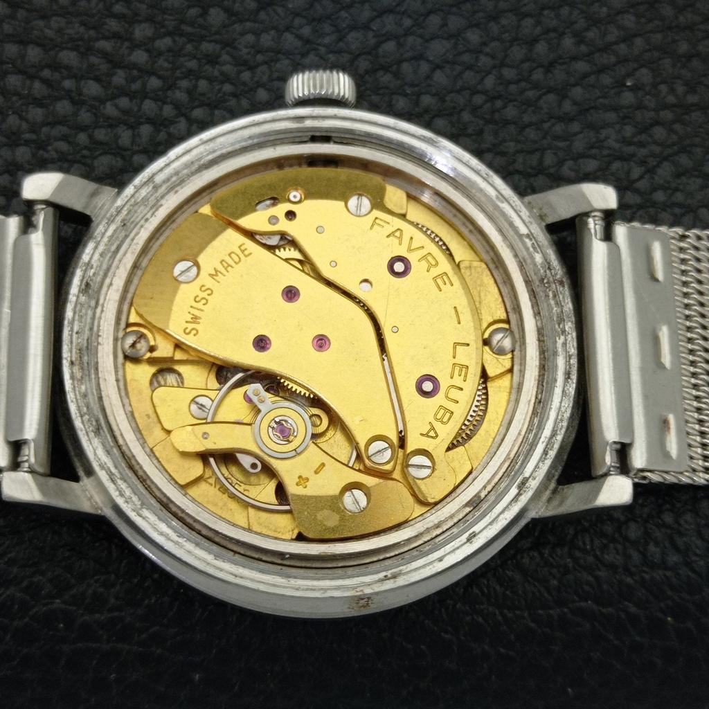 VINTAGE FAVRE LEUBA TWIN POWER 253 HAND-WINDING SWISS MENS BLUE WATCH a702051-5 R208-a702051