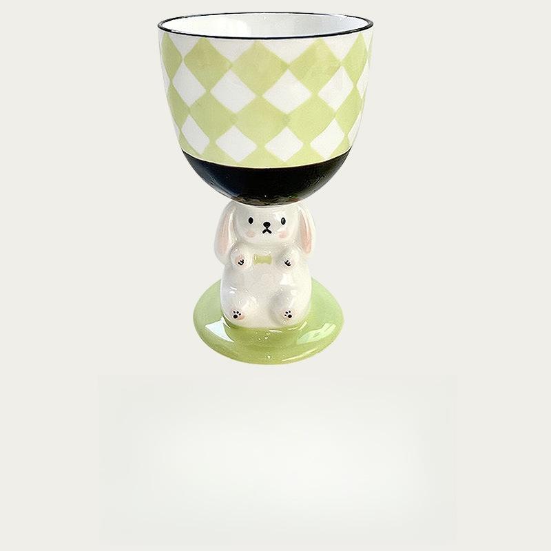 Handmade Rabbit Tall Mug Cute Hand Painted 3D Ceramic Coffee Cup Large Capacity Irregular Design 301-400ml