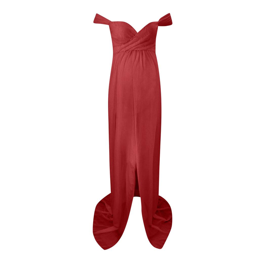 Womens Maternity Off Shoulder Maxi Dress Photography Photo Long Gow