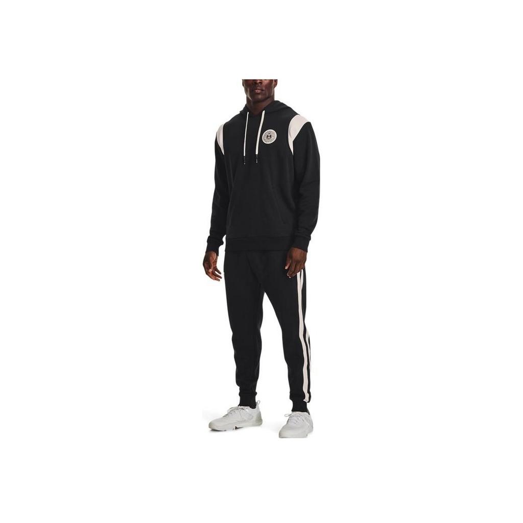 Under Armour Rival Logo Printed Drawstring Hooded Long Sleeve Sweatshirt Men Sweatshirt Black 1373829-001
