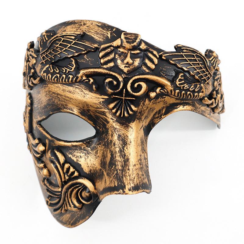 Roman Warrior Mask With Metallic Finish For Costume Events And Themed Parties