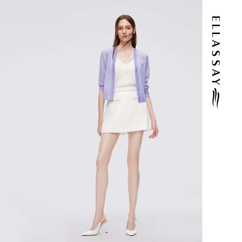 ELLASSAY Women's V-Neck Knit Cardigan