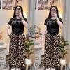 Southeast Asian Women's Summer Leopard Print T-shirt & Wide-Leg Pants Two-Piece Set