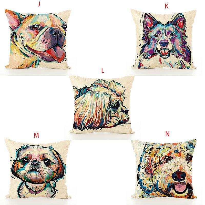 Pet Cute Dog Pillow Case Throw Pillow Cover Sofa Cushion Cover Home Office Decor