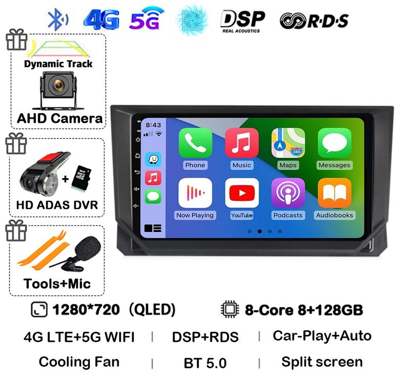 Android 14 Carplay Auto 4G+WIFI Car Radio for SEAT Ibiza 2017 2018 2019 2020 Stereo GPS Multimedia Video Player 360 Camera Audio