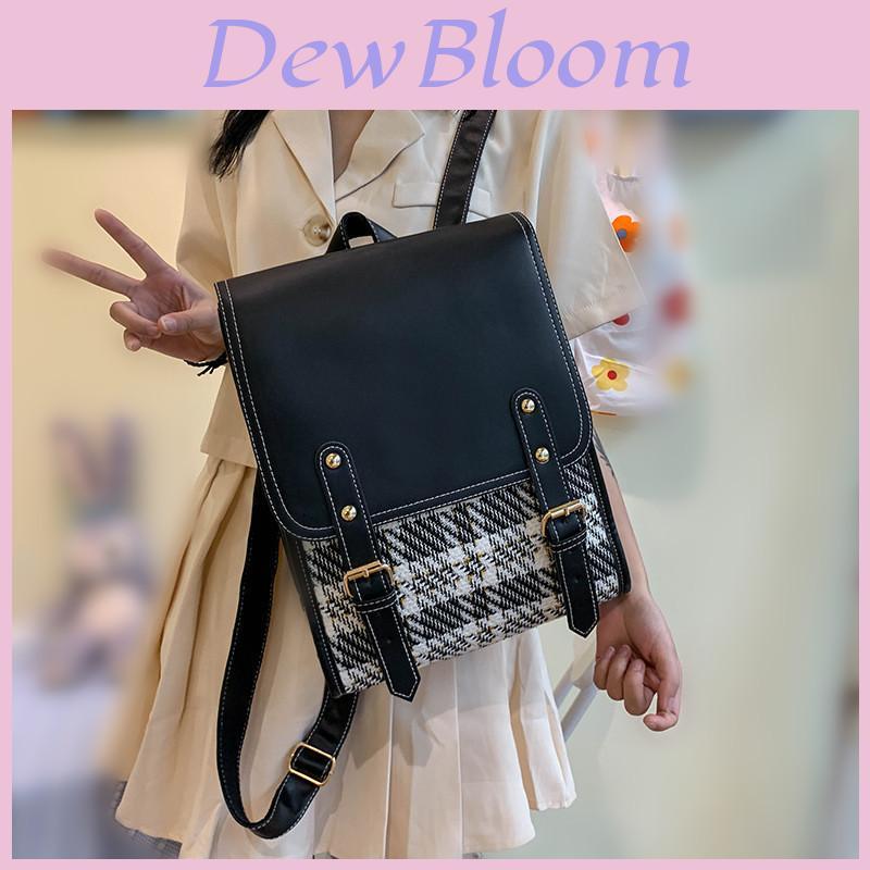 Vintage Plaid Flip Cover Backpack For Women 2023 New Trendy Simple Student Bookbag Travel Laptop Bag