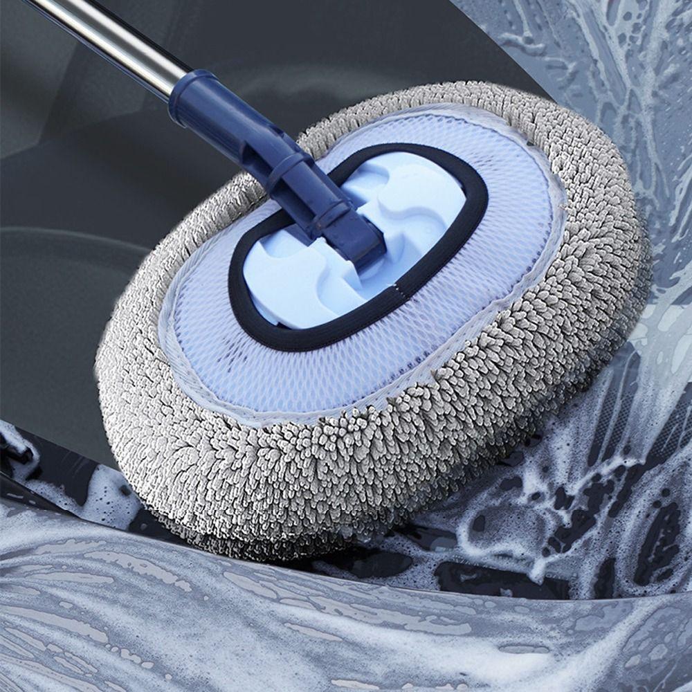 Soft Bristle Car Cleaning Brush Telescopic Long Handle Chenille Broom Car Wash Mop  For Home Use