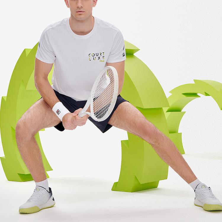 FILA Athletics Casual Sports Logo Solid Color Round Neck Running Short Sleeve T-Shirt Men Tops Jade-White A11M233105F-WT