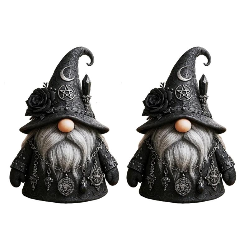 Resin Gnomes Statues Gothic Gnomes Figurines Fantasy Gnomes Figurines Sculptures Ornament for Yard,Patios,Office,Shelf