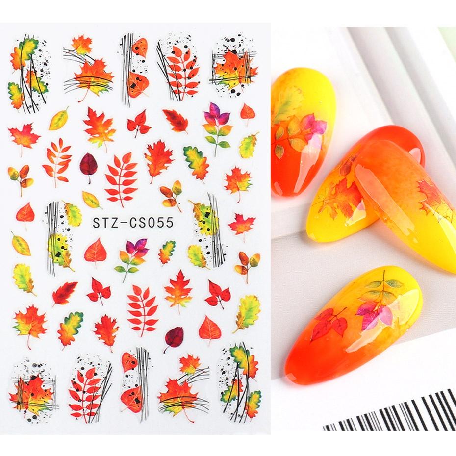 1 ark 3D självhäftande nagelklistermärken Dekaler Bokstav Blomma Löv Fjäril Våglinje Nail Art Decoraton