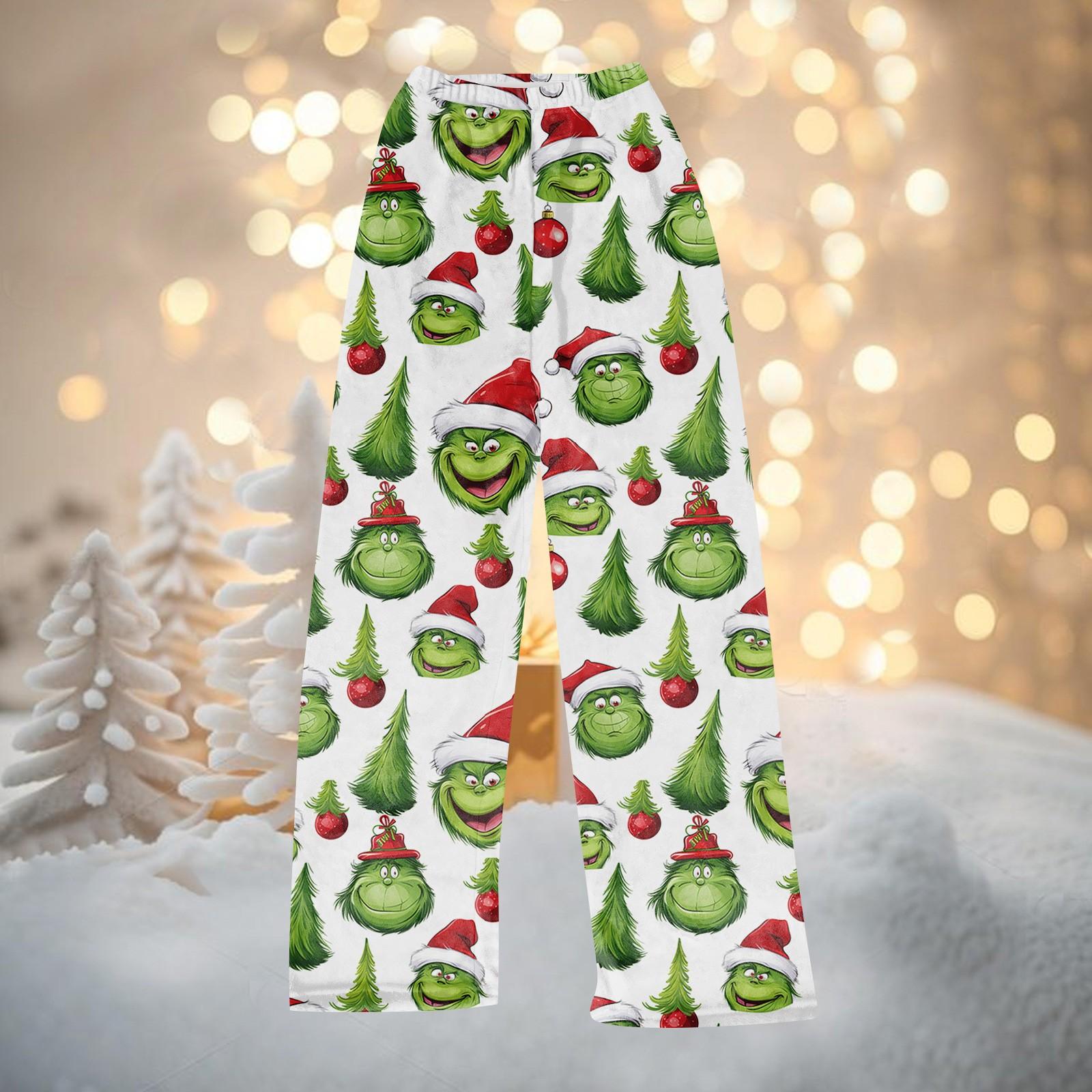 

Жіночі зимові штани Довгі брюки в повну довжину Штани з різдвяним принтом L зелений