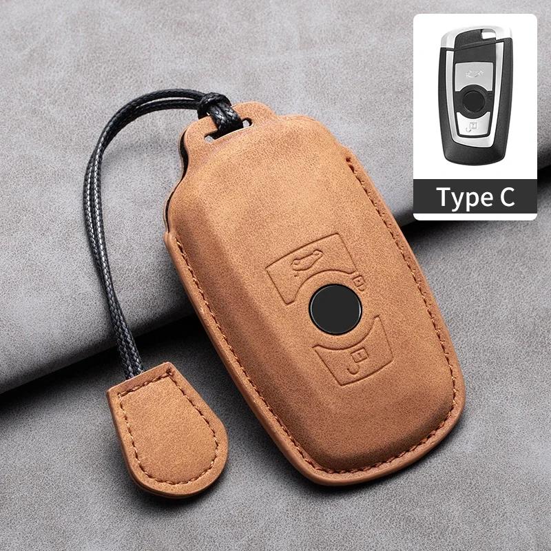 Leather Car Remote Key Case Cover for Bmw F20 G20 G30 X1 X3 X4 X5 G05 X6 X7 G11 F15 F16 G01 G02 F48 1 2 3 4 5 6 7 Series