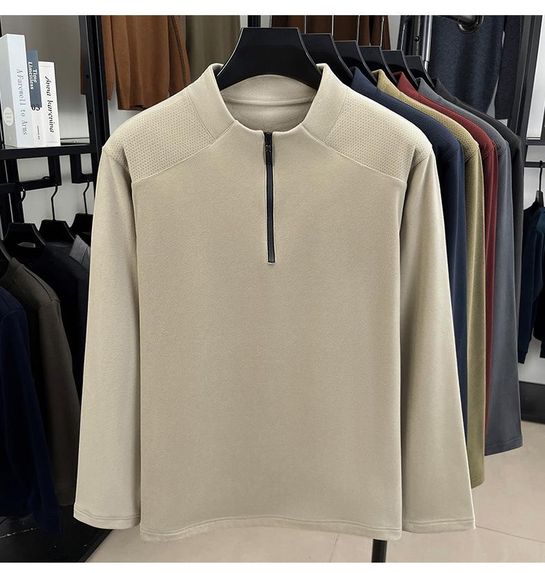 Men's Stand Collar Half-Zip Hoodie - Casual Autumn/Winter Long Sleeve Base Layer