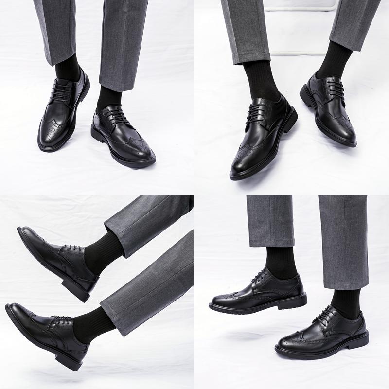 Breathable Brock leather shoes dress business sense inner height increase casual suit height increase wedding groom shoes