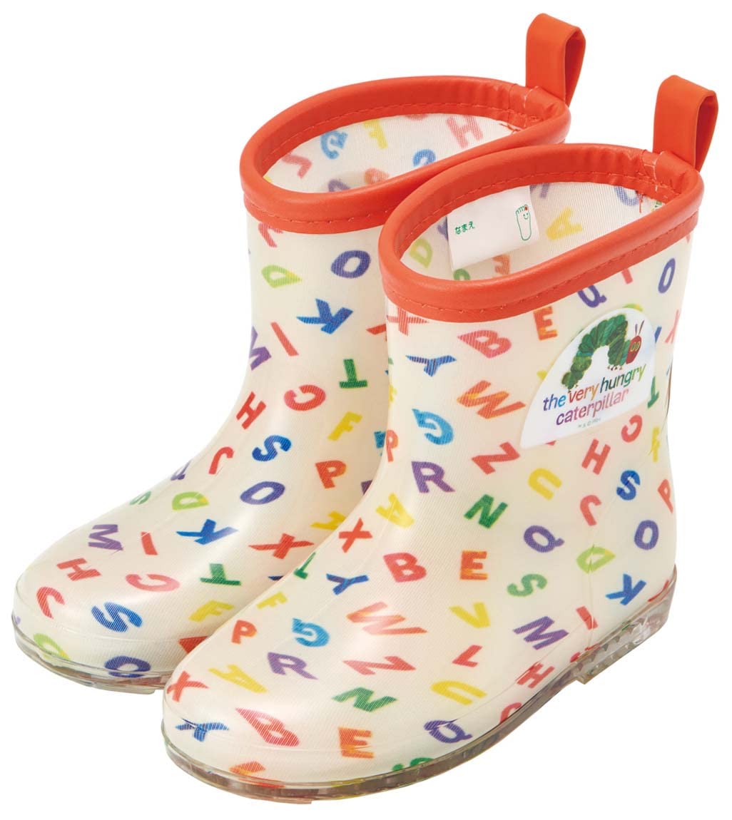 

Skater Children s Rain Boots, Very Hungry Caterpillar Alphabet Print with Reflective Tape, 16cm, RIBT16-A
