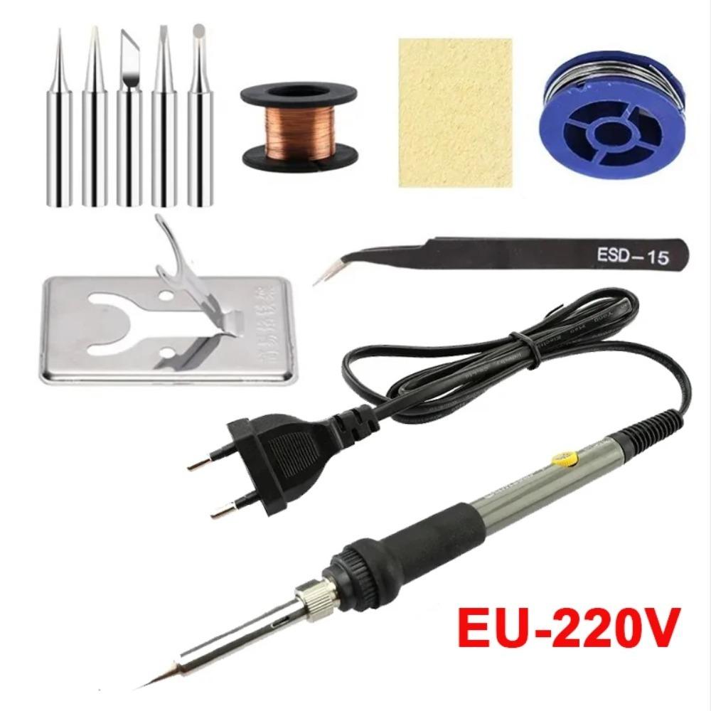 60W EU Plug Electric Soldering Iron Adjustable Temperature Portable Kit Welding Repair Rework Station Heating Pen Repair Tools