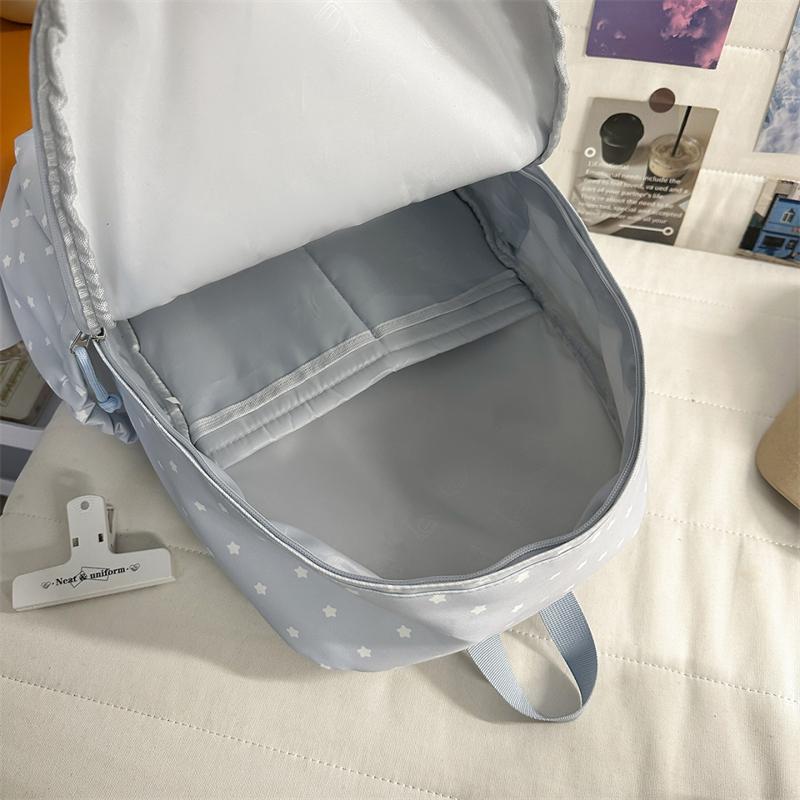 Cute Star Print Backpack for Women & Girls – Transparent Front Pocket, Lightweight Design – Perfect for School, Travel & Daily Use