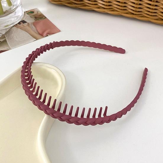 Women Headband Elastic Solid Color Anti-slip Frosted Braid Broken Hair Organization Face Washing Bath Hair Hoop with Teeth Female Headwear