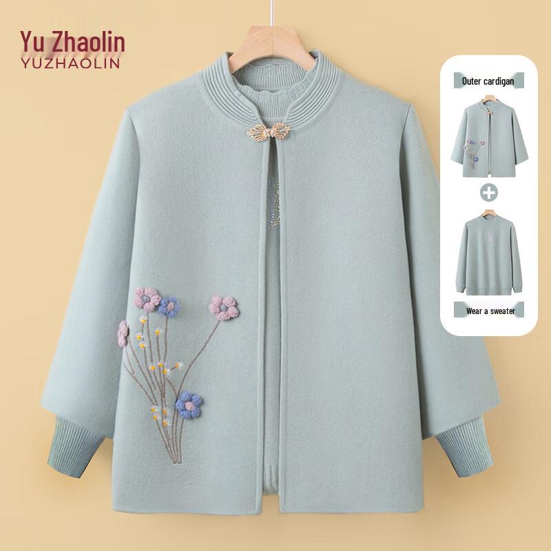 

YUZHAOLIN Women s Embroidered Autumn/Winter Cardigan Coat 2XL