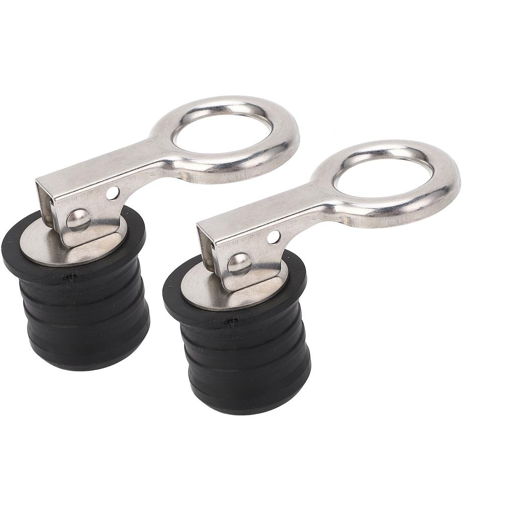 2PCS Boat Plug Snap Handle Stainless Steel Boat Drain Twist Plug Marine Rubber Plug Accessories for Ships Yachts 1‑1 4