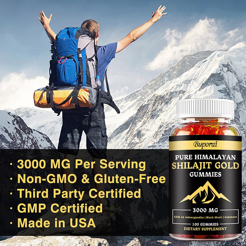 Pure Himalayan Shiraji Gummies, Rich In Fulvic Acid and Other Trace Elements, 3000 Mg Per Serving, Organic, Suitable for Both Men and Women.