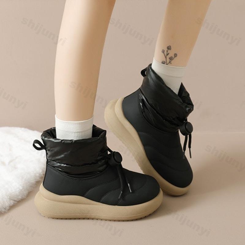 

Ретро Однотонні Теплі Пухнасті Повсякденні Короткі Зимові Чоботи для Снігу для Жінок Зимові Універсальні Плюшеві Зручні Нековзкі Масивні Бавовняні Чоботи 35